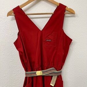 Vintage Jordache Rust Sleeveless Dress Jumper with Belt and Zipper